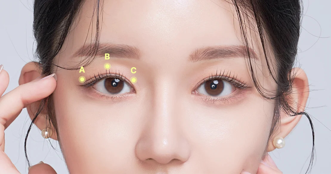 A, B, C fixing points on double eyelid line